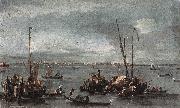 GUARDI, Francesco The Lagoon Looking toward Murano from the Fondamenta Nuove sdg oil painting on canvas